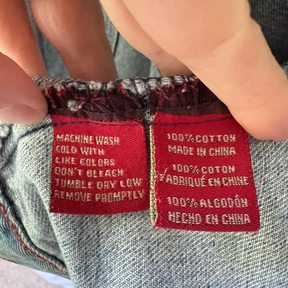 Vintage Chaps Blue Jean Denim Jacket Mens M 100% Cotton Y2K Grunge Streetwear - Picture 4 of 13